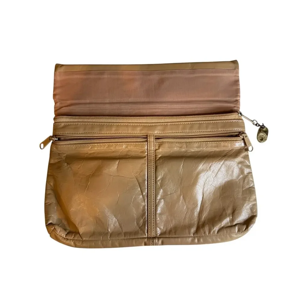 Vintage 70s Sereta Leather Fold Over Clutch Bag Tan
